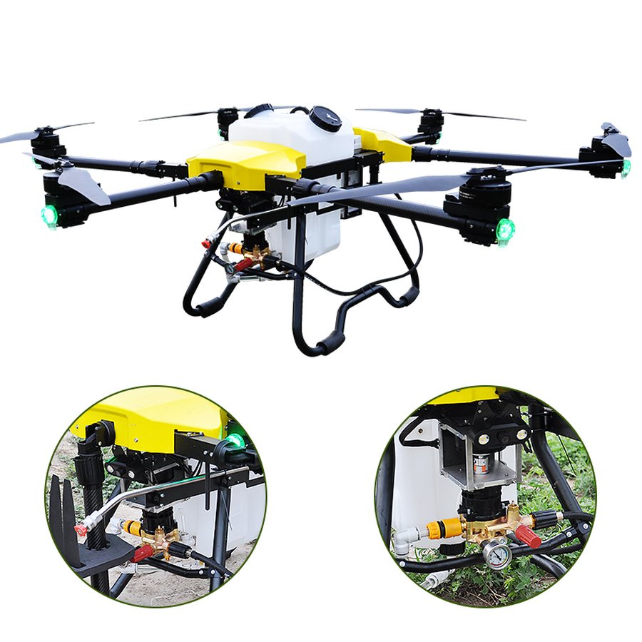Škropilni dron UVO — rezervoar in črpalka od blizu